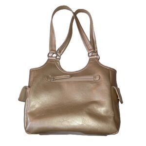 ST. JOHN'S BAY Gold Metallic Medium Open Snap Closure Shoulder Bag Purse